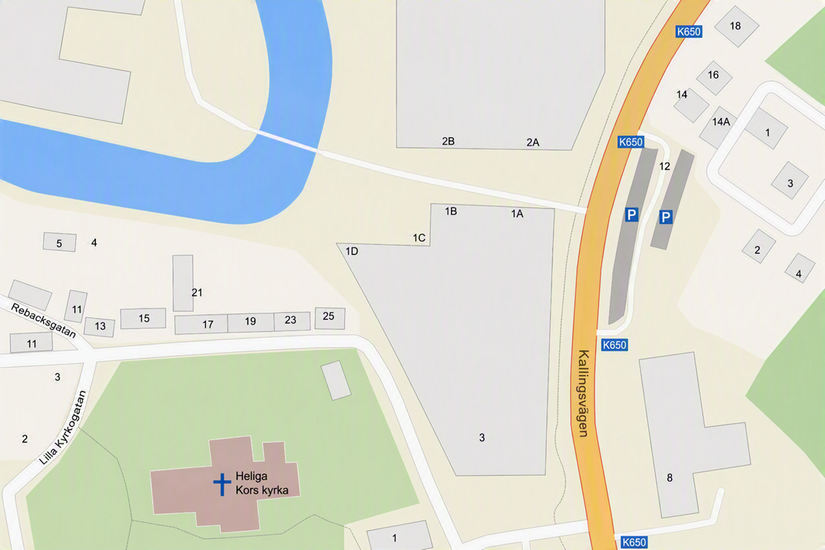Karta som visar Stansverksgatan som gatan mellan Kulturcentrum och Sockerbruket döpts till