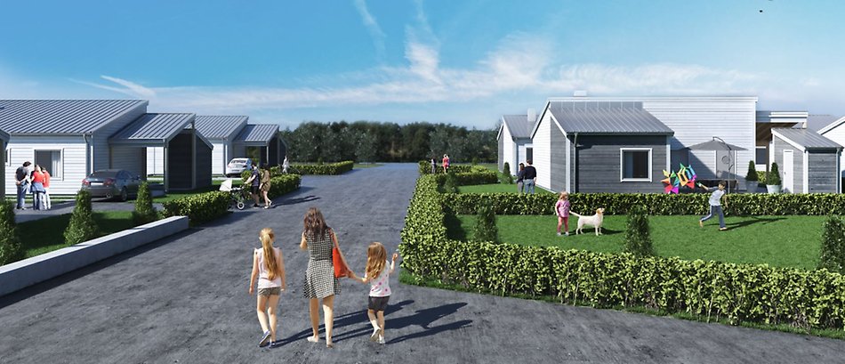 Skiss på bostadsrättsföreningen Slänten i Droppemåla