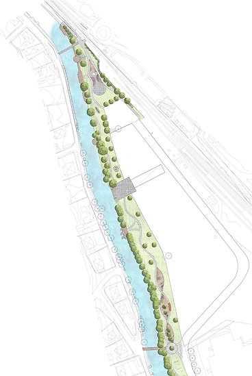 Skiss åstråket vid Kilenparken
